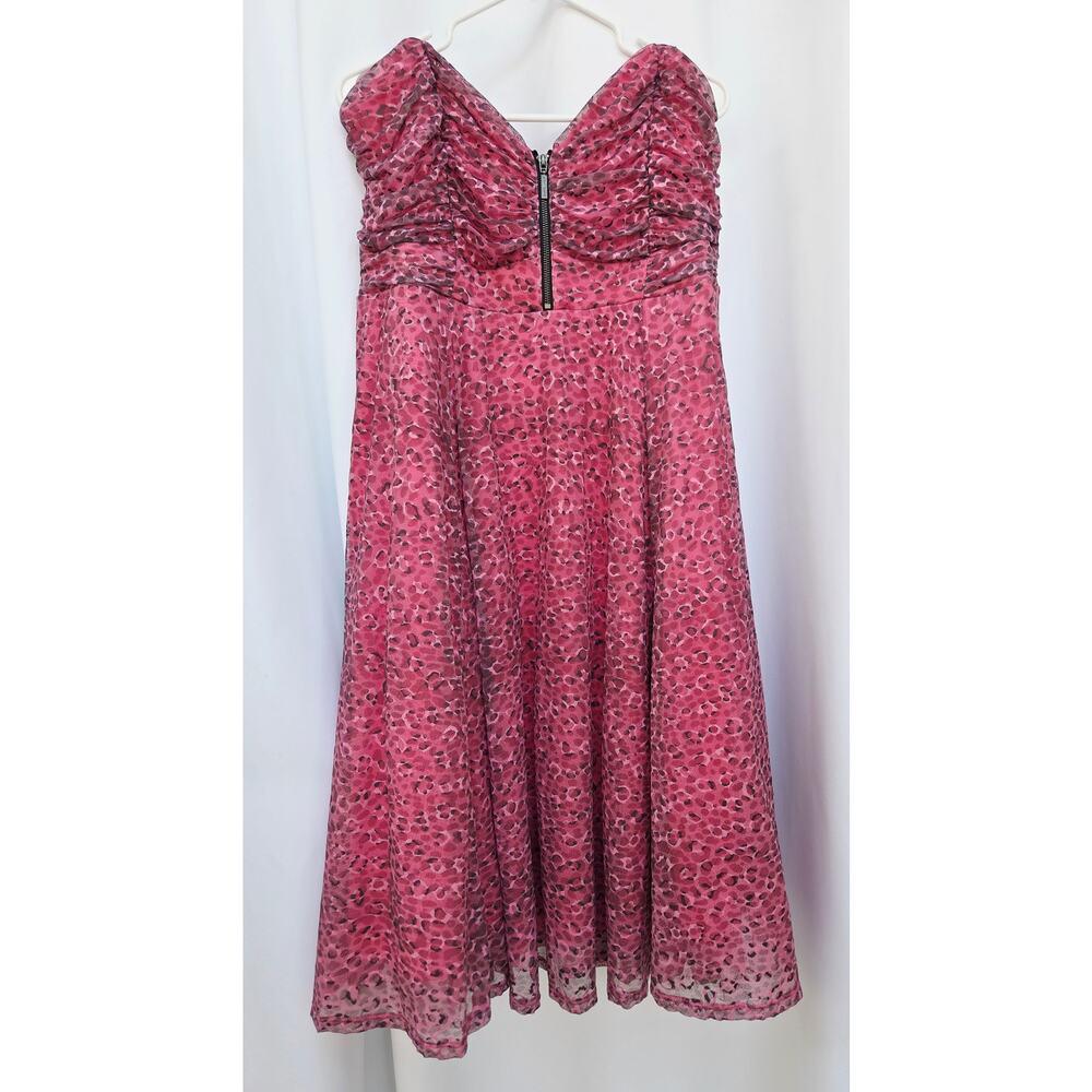 Betsey Johnson Torrid Pink Leopard Mesh Skater Dress Size 20 NWT Plus Size Prom